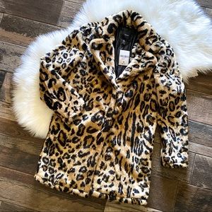 FOREVER 21 leopard faux fur coat